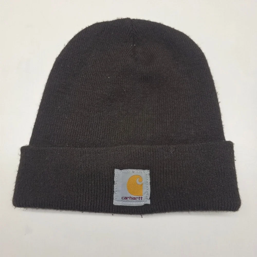 Carhartt Acrylic Watch Hat Beanie Brown Knit Cuff Logo Patch Mens Womens A18